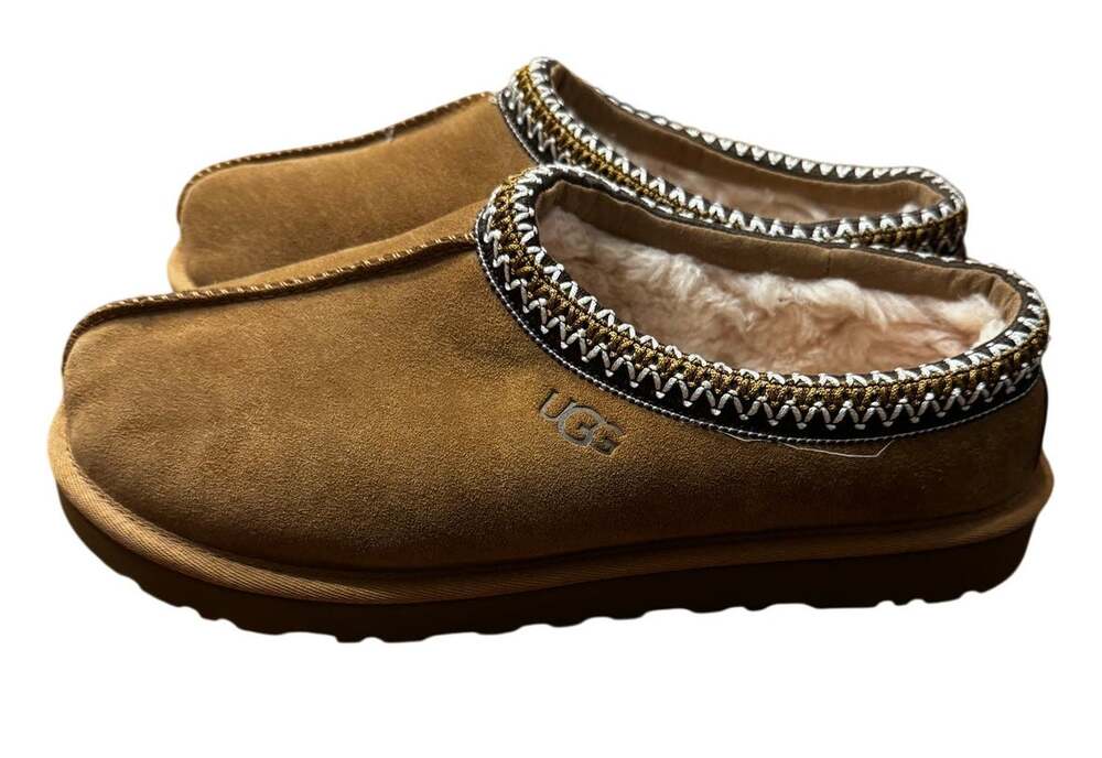 UGG Tasman Slipper Chestnut Suede Braided Collar UGGplush Men’s Size 10